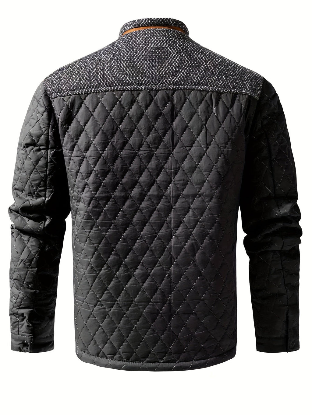 Men's Quilted Jacket – Knitted-Panel Stand-Collar Layer