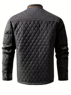 Men's Quilted Jacket – Knitted-Panel Stand-Collar Layer