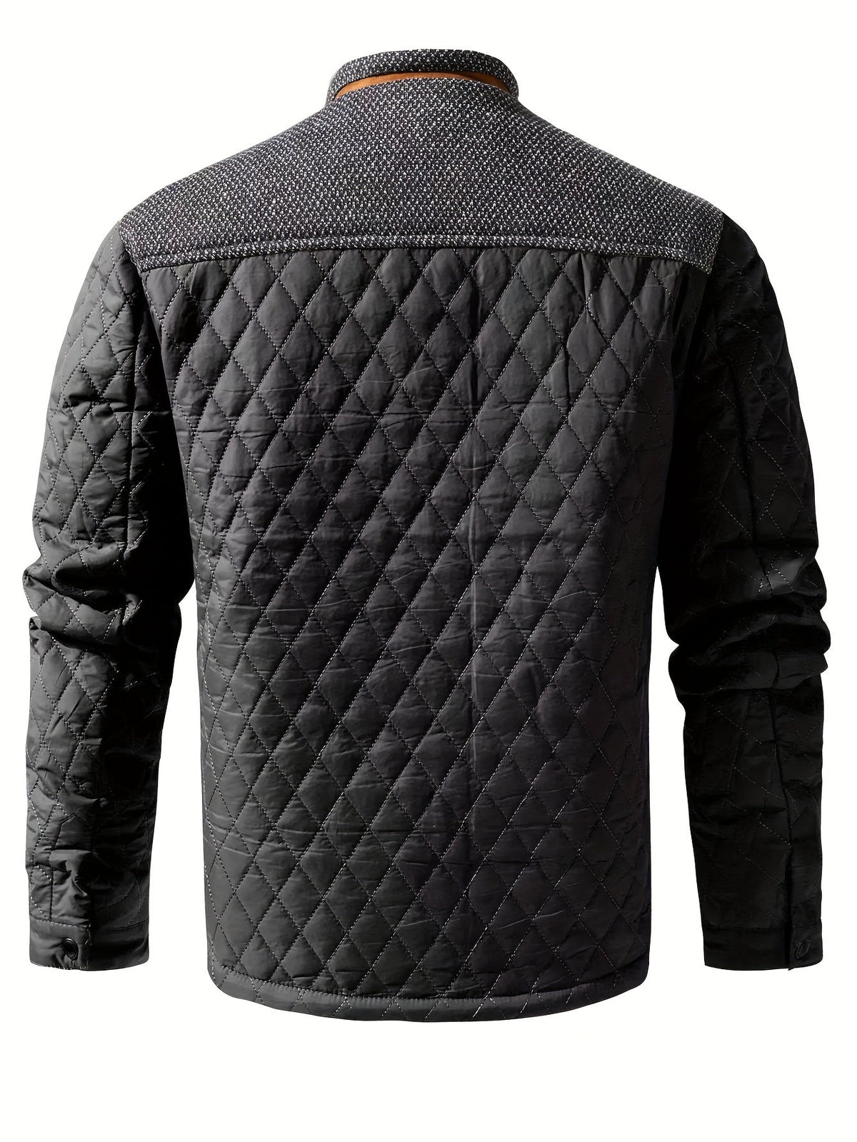Men's Quilted Jacket – Knitted-Panel Stand-Collar Layer