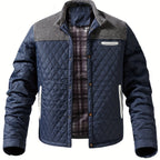 Men's Quilted Jacket – Knitted-Panel Stand-Collar Layer