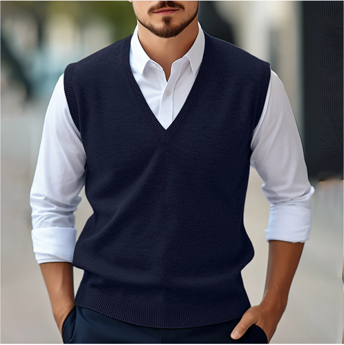 Men's Knitted V-Neck Sweater Vest