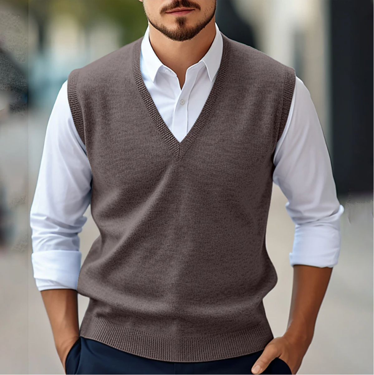 Men's Knitted V-Neck Sweater Vest