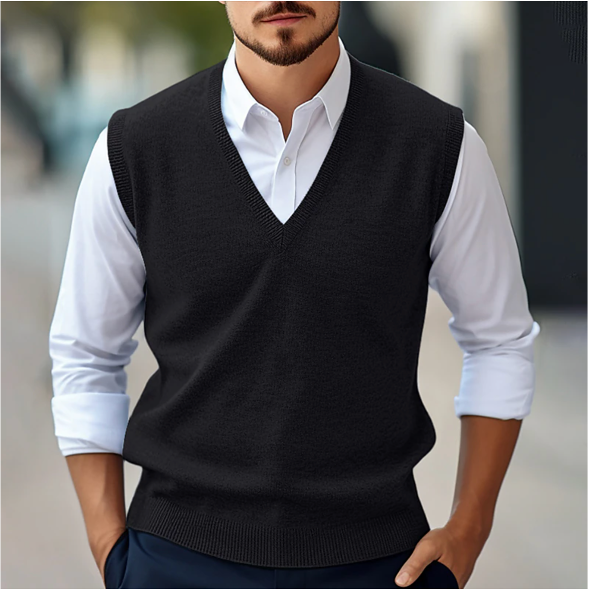 Men's Knitted V-Neck Sweater Vest