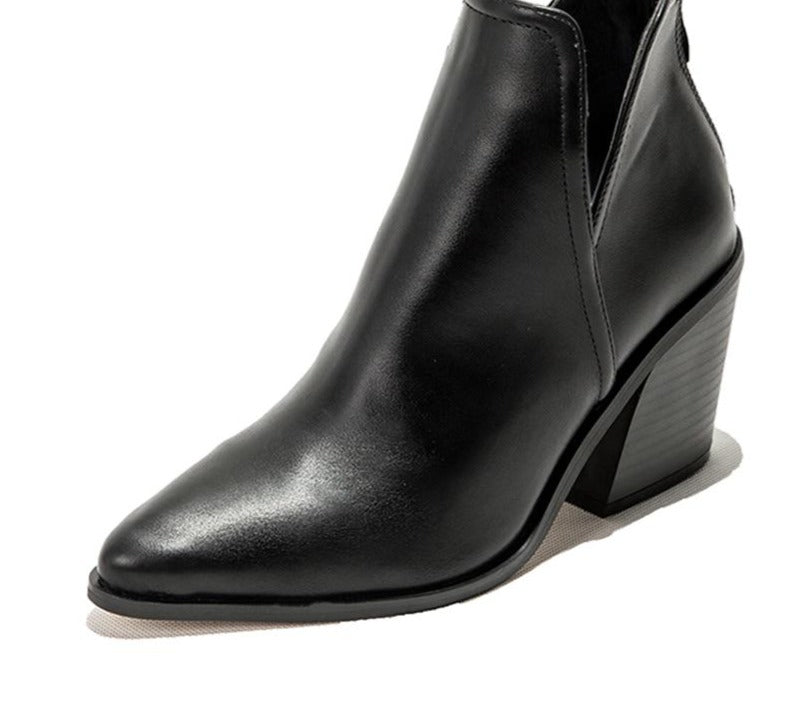 Omen's Heeled Cowboy Ankle Boots – Printed Block-Heel Western Style