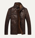 Men's Fleece-Lined leather-look Utility Jacket