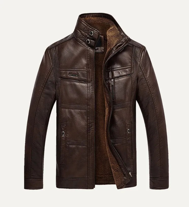Men's Fleece-Lined leather-look Utility Jacket