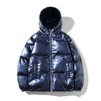 Men's Metallic Hooded Puffer Jacket – Windproof Waterproof Winter Layer