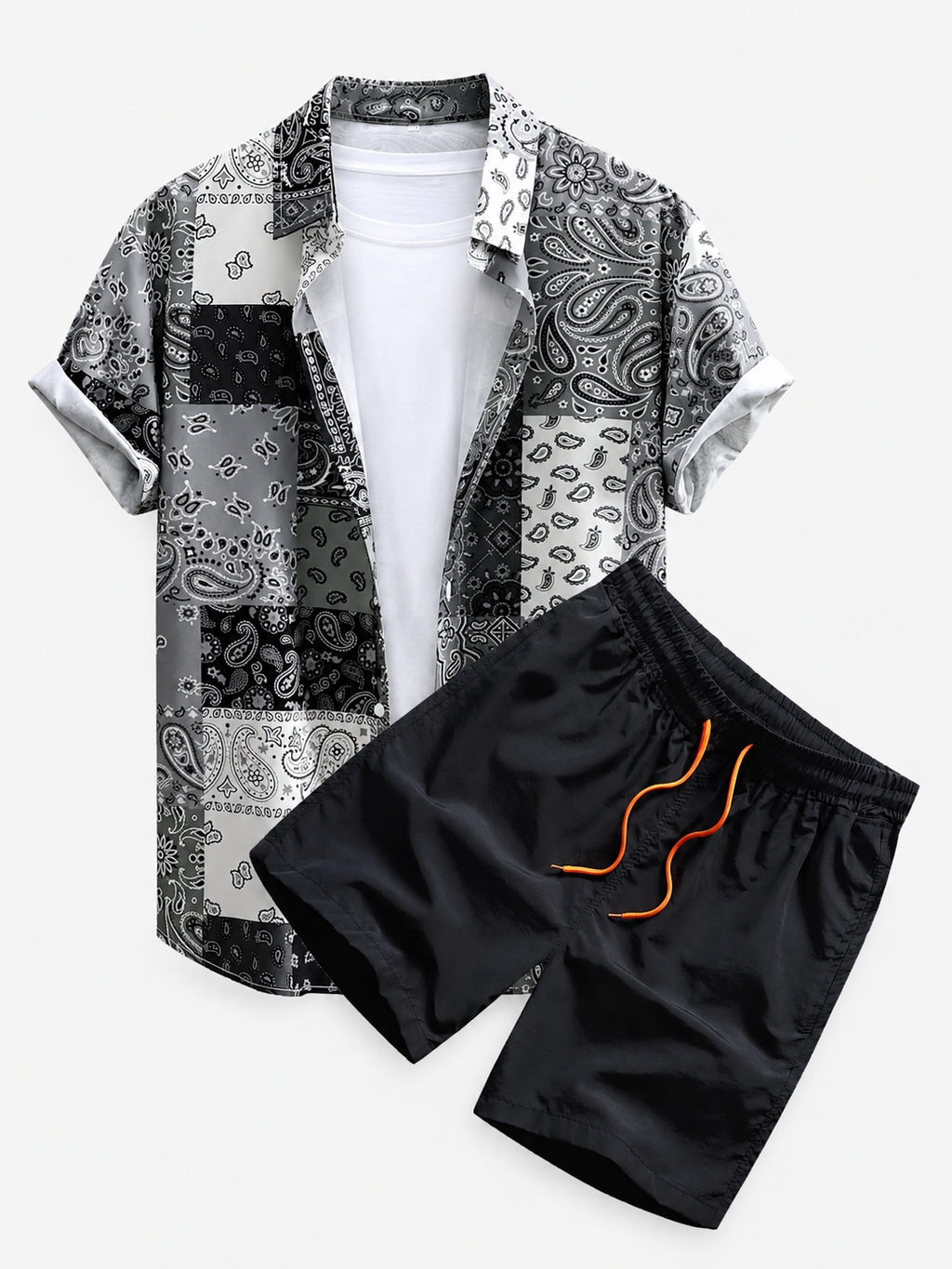 Men's Printed Shirt and Swim Shorts Set – Regular Fit Summer Holiday Co-Ord
