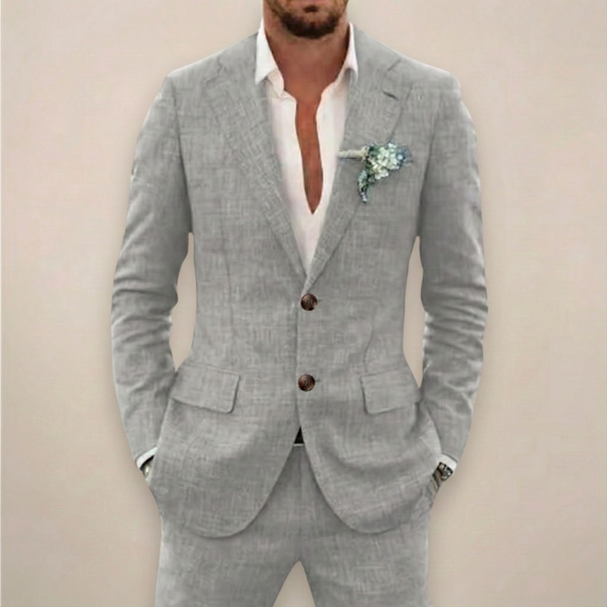 Men's Lightweight Single-Breasted Suit – Two-Piece Summer Tailoring