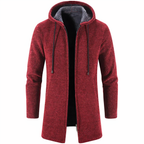Men's Textured Hooded Long Jacket – Streamlined Zip-Up Layer