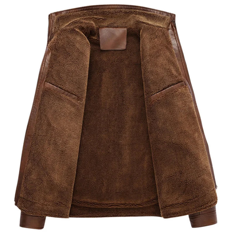 Men's Fleece-Lined leather-look Utility Jacket