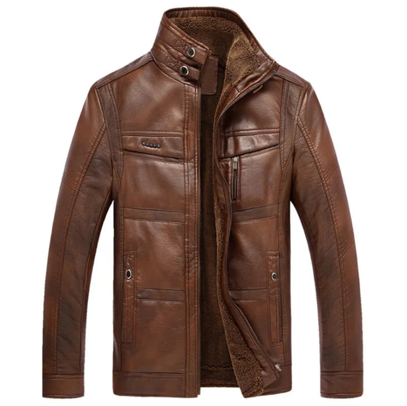 Men's Fleece-Lined leather-look Utility Jacket