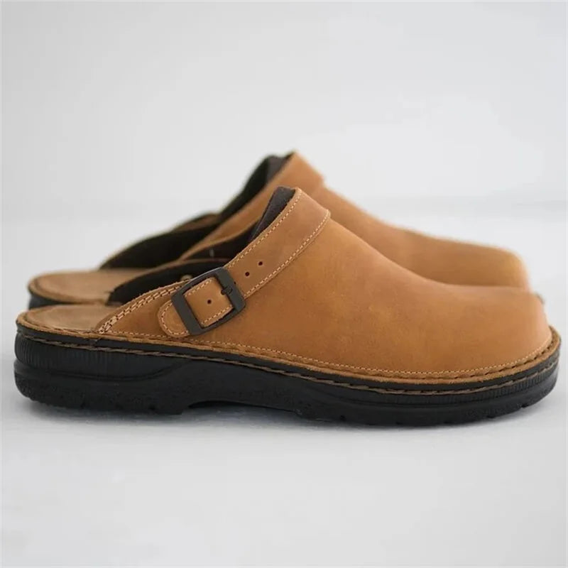 Men's Leather-Look Comfort Clogs with Arch Support