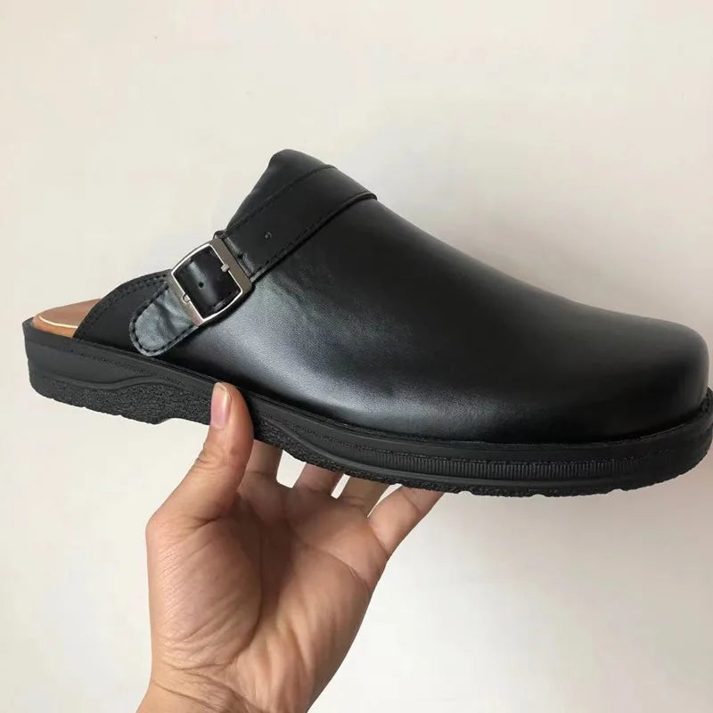 Men's Leather-Look Comfort Clogs with Arch Support