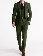 Men's Three-Piece Tweed-Style Suit with Pocket-Watch Chain