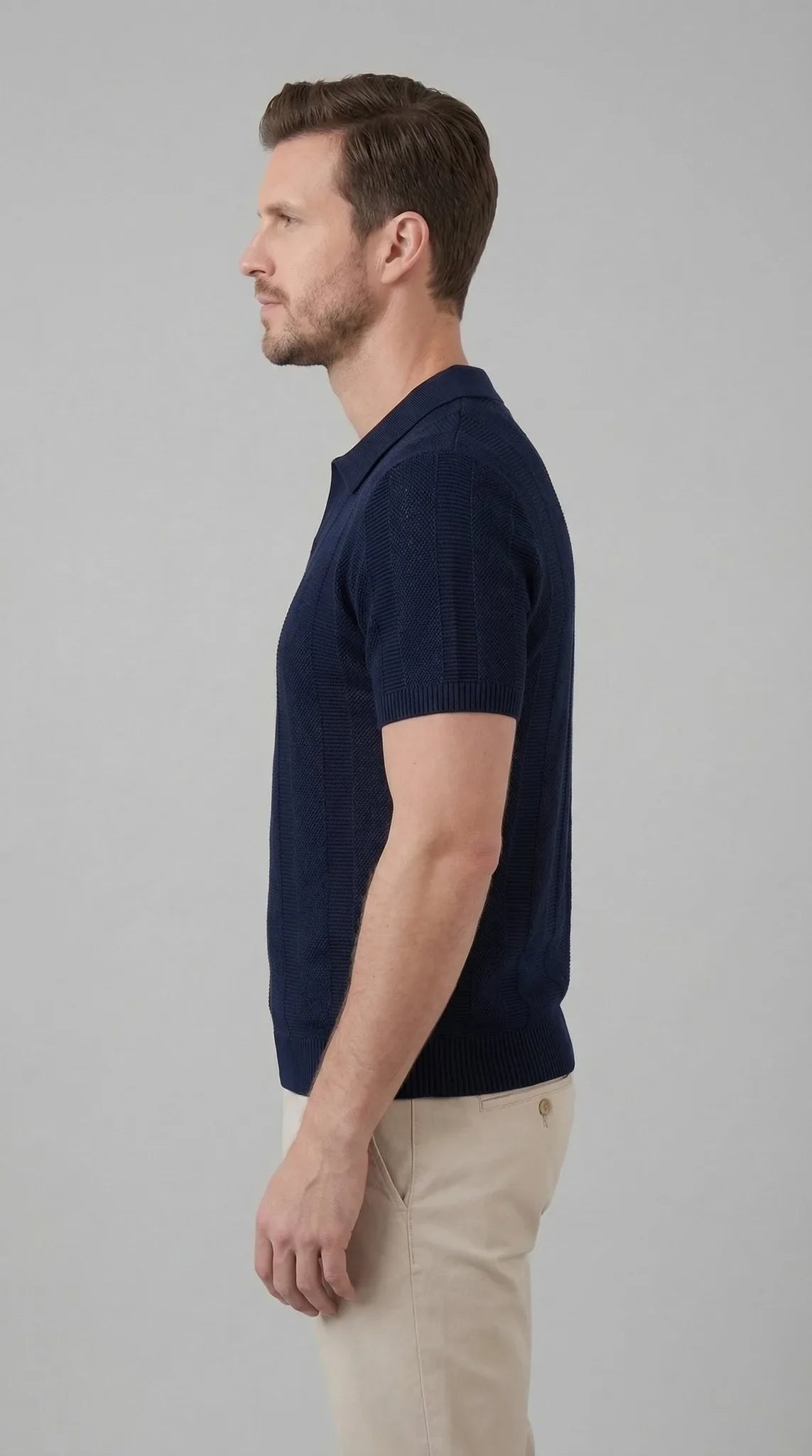 Men's Slim-fit Polo Shirt with V-Neck
