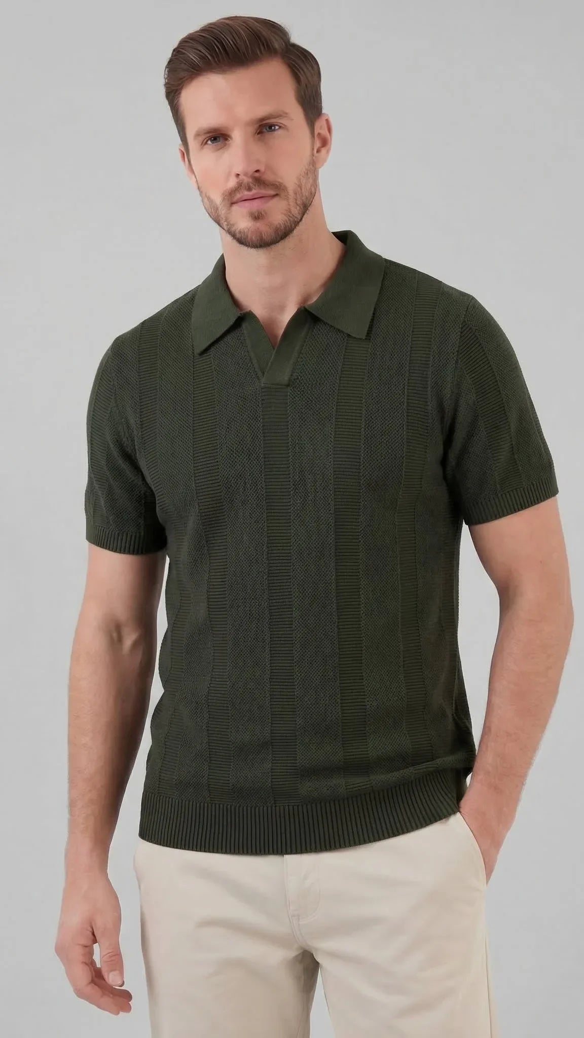 Men's Slim-fit Polo Shirt with V-Neck