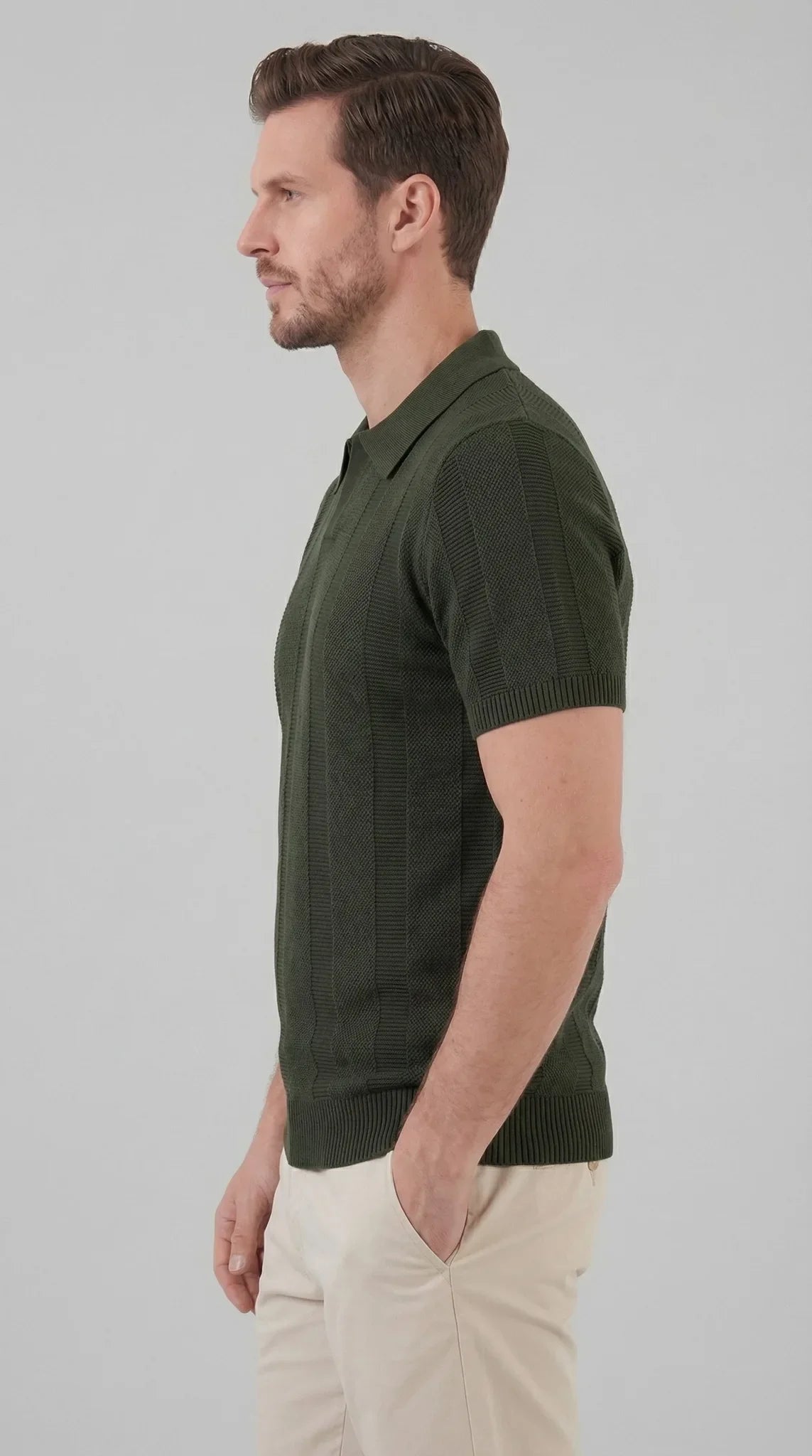 Men's Slim-fit Polo Shirt with V-Neck