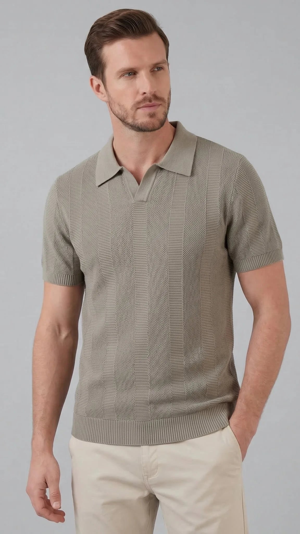 Men's Slim-fit Polo Shirt with V-Neck