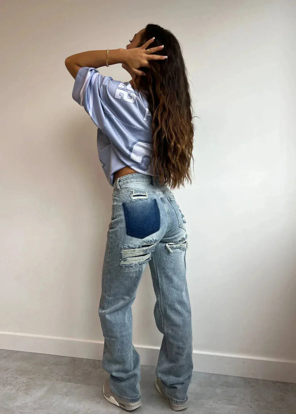 Women's Straight Leg Jeans with ripped details