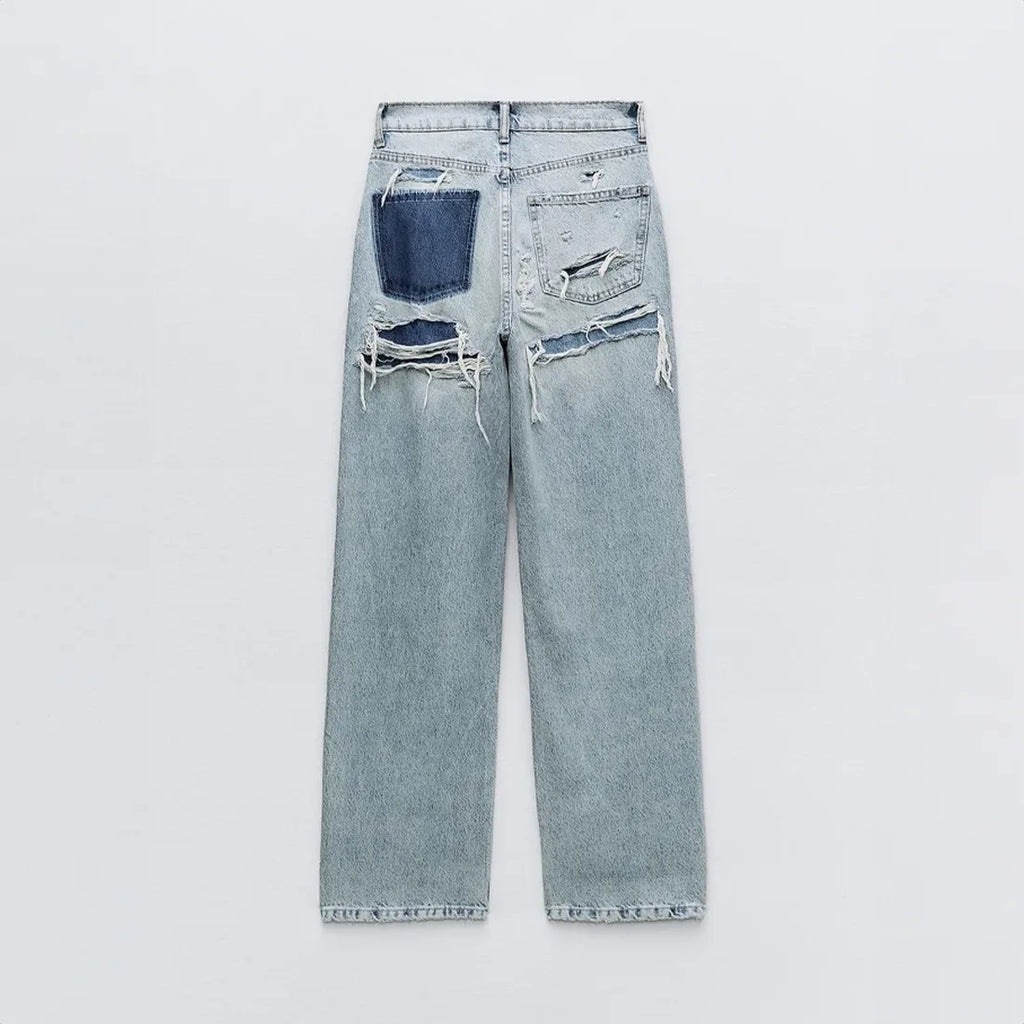 Women's Straight Leg Jeans with ripped details
