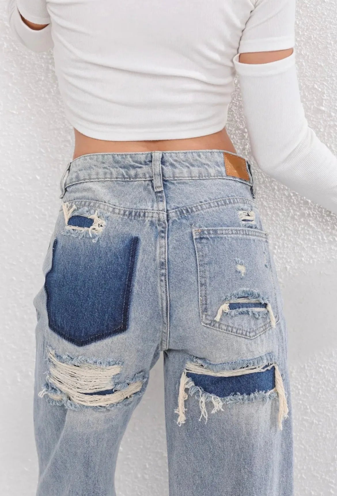 Women's Straight Leg Jeans with ripped details