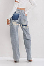 Women's Straight Leg Jeans with ripped details