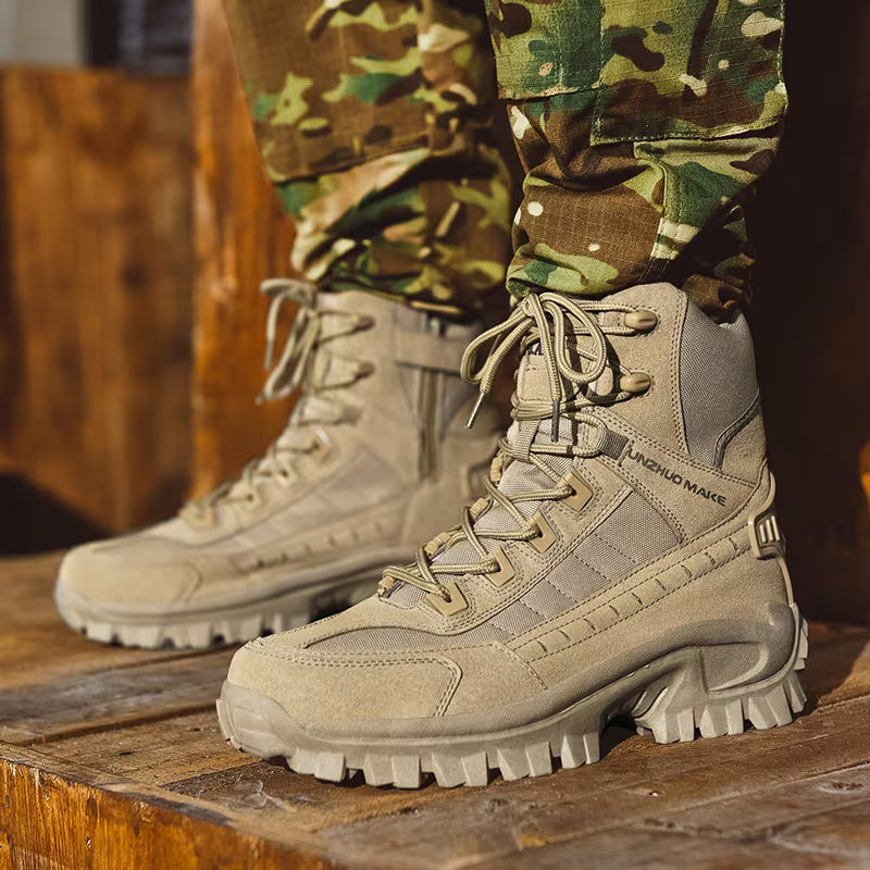 Men's Lace-Up Boots with Shock-Absorbing Sole