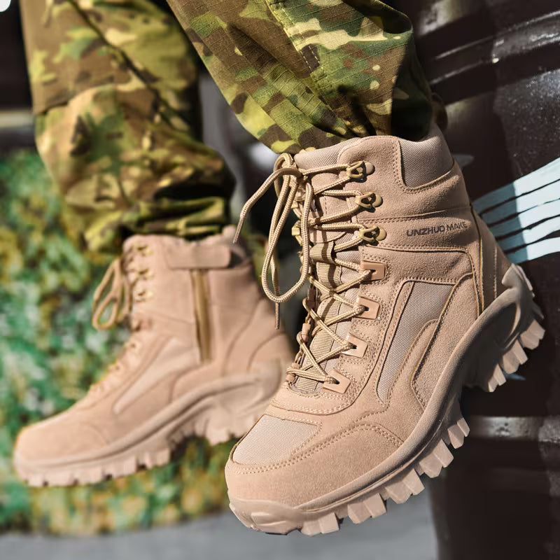 Men's Lace-Up Boots with Shock-Absorbing Sole