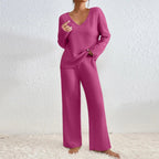 Women's Two-piece Trouser Lounge Set with V-neck and loose fit