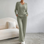 Women's Two-piece Trouser Lounge Set with V-neck and loose fit