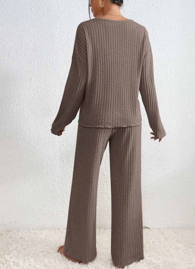 Women's Two-piece Trouser Lounge Set with V-neck and loose fit