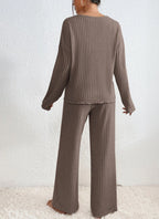 Women's Two-piece Trouser Lounge Set with V-neck and loose fit