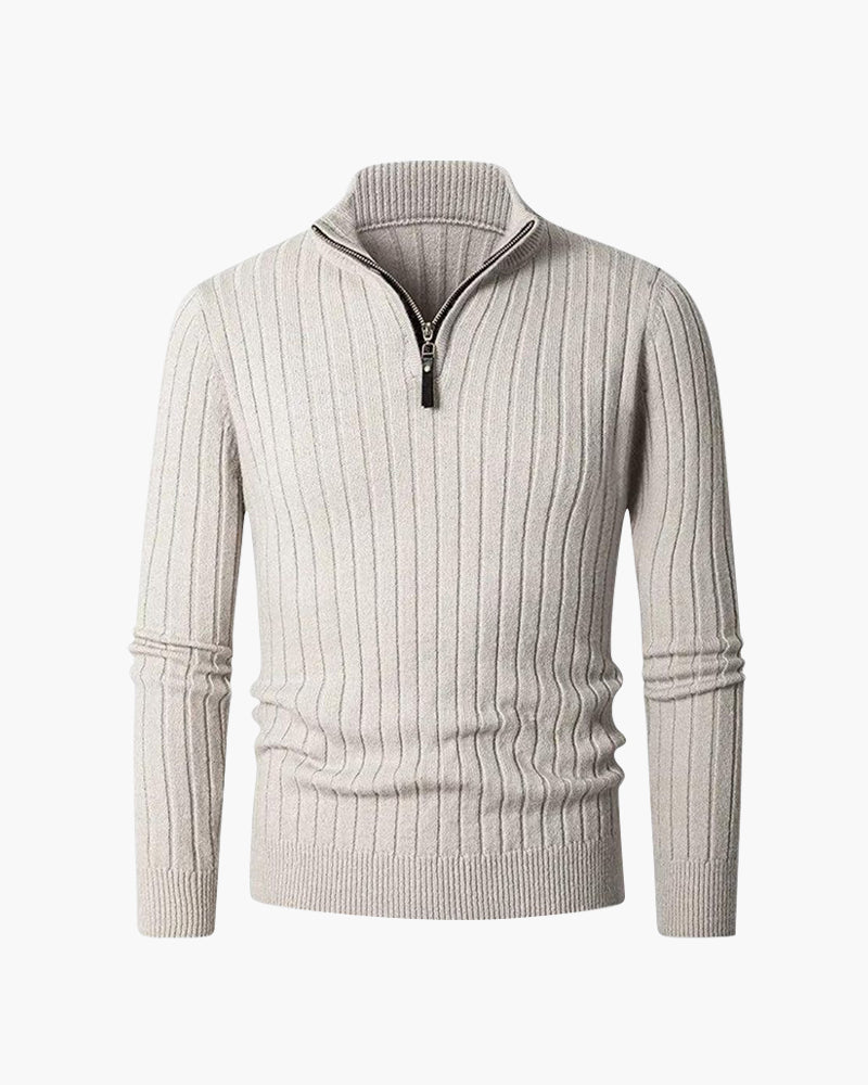 Men's High Collar Half-Zip Jumper – Ribbed Cuffs