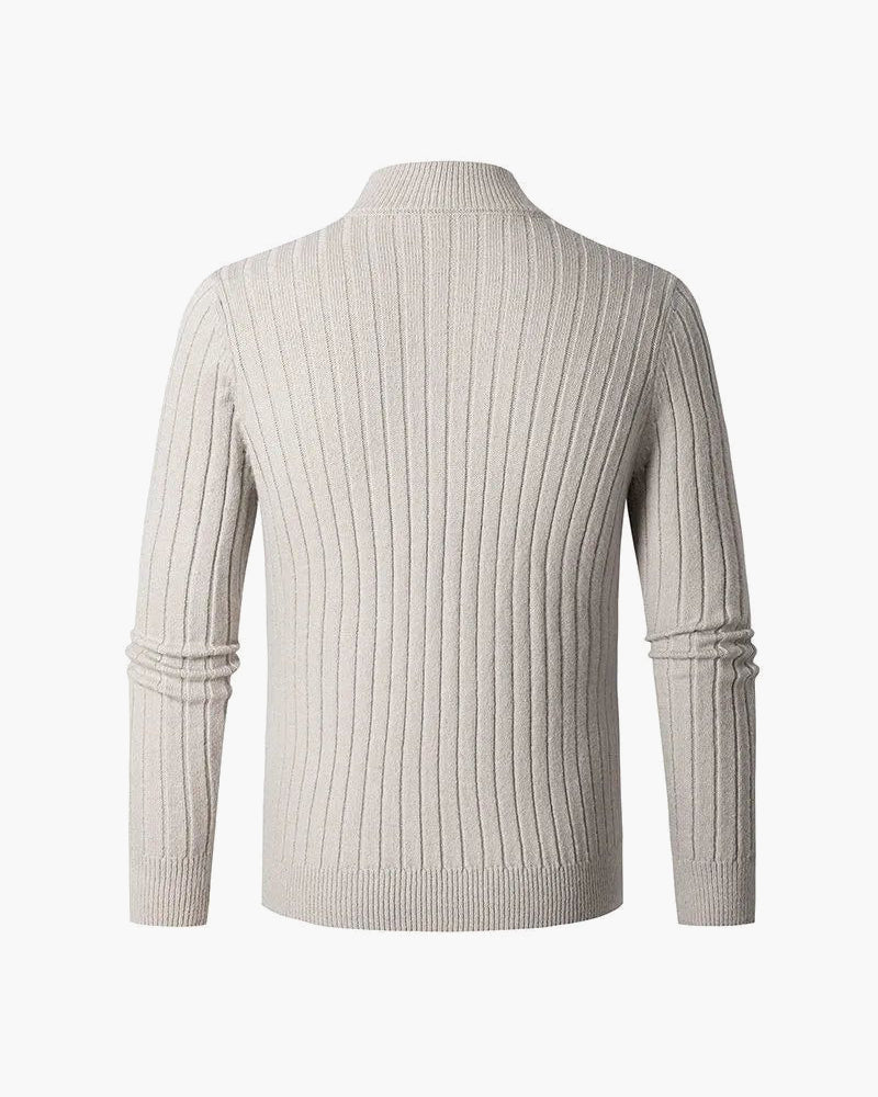 Men's High Collar Half-Zip Jumper – Ribbed Cuffs
