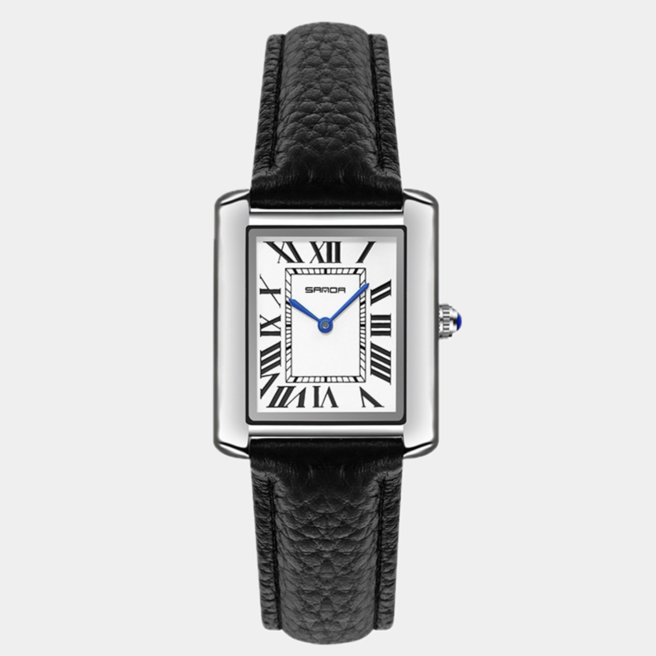 Men's Square Watch with Leather Strap