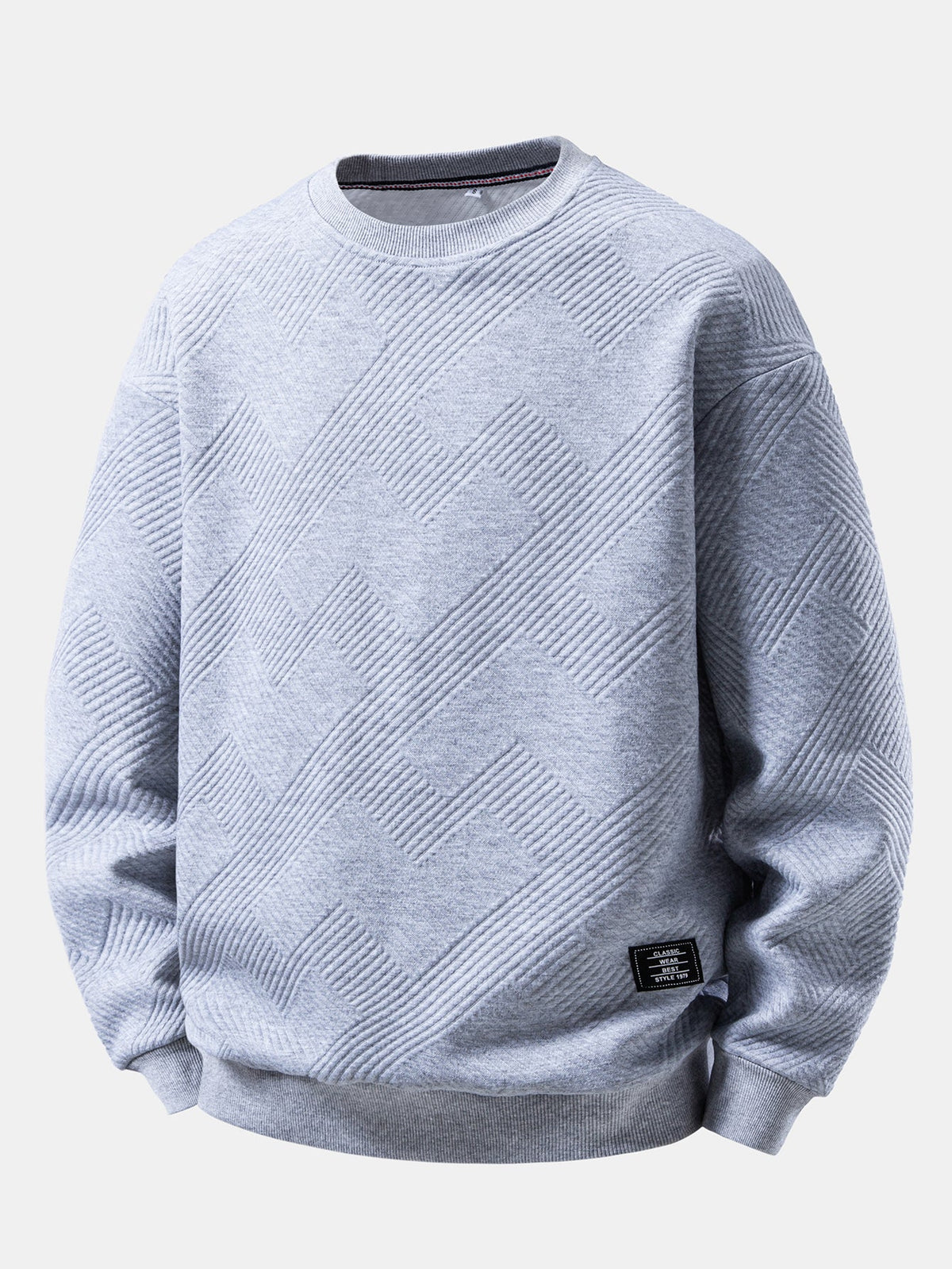 Men's Geometric Textured Crew Neck Sweatshirt