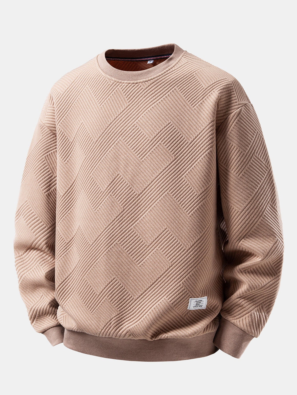 Men's Geometric Textured Crew Neck Sweatshirt