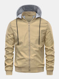 Men's Zip-Up Bomber Jacket with Detachable Hood