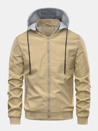 Men's Zip-Up Bomber Jacket with Detachable Hood
