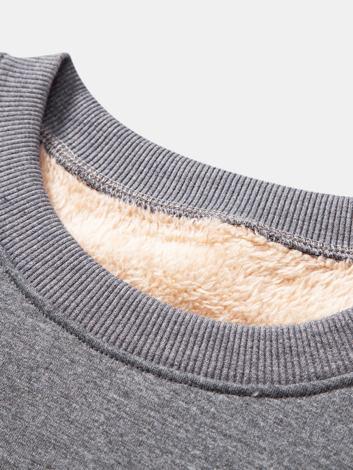 Men's Teddy Fleece-Lined Crew Neck Sweatshirt