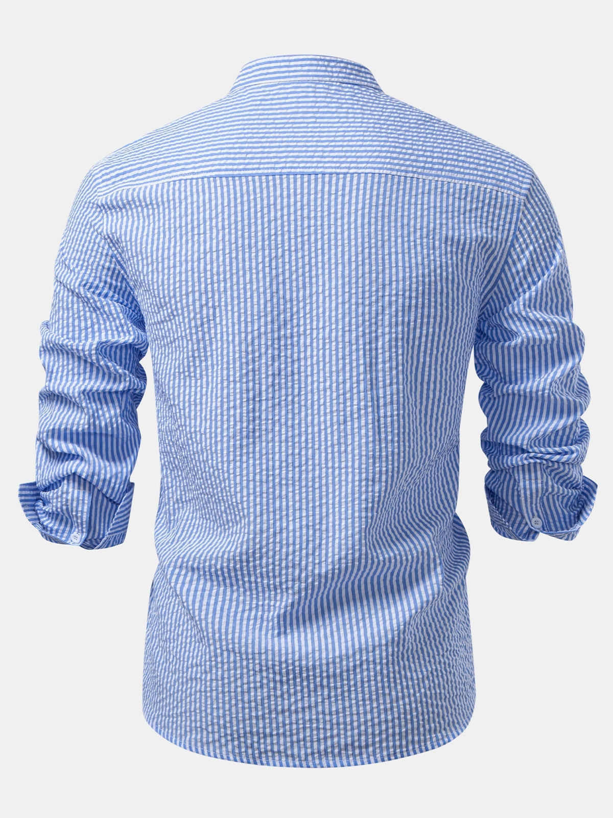Men's Lightweight Stand Collar Co-Ord – Seersucker Shirt