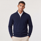 Men's Quarter-Zip Knit Jumper with Stand Collar