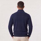 Men's Quarter-Zip Knit Jumper with Stand Collar