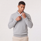 Men's Quarter-Zip Knit Jumper with Stand Collar