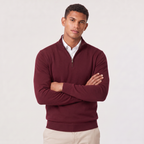Men's Quarter-Zip Knit Jumper with Stand Collar