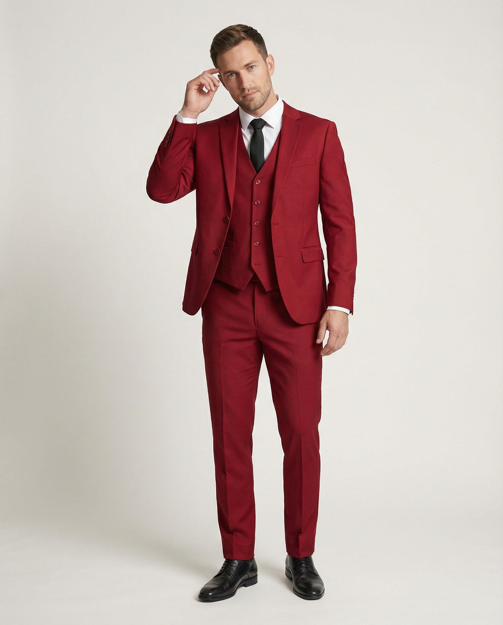 Men's Tailored Three-Piece Suit – Single-Breasted Jacket Waistcoat