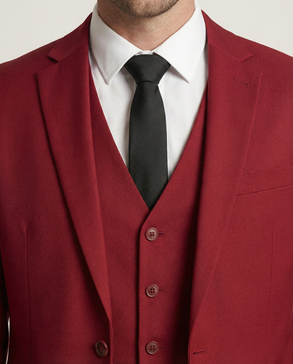 Men's Tailored Three-Piece Suit – Single-Breasted Jacket Waistcoat
