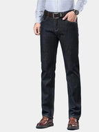 Men's Fleece-Lined Jeans with Turn-Ups