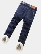 Men's Fleece-Lined Jeans with Turn-Ups